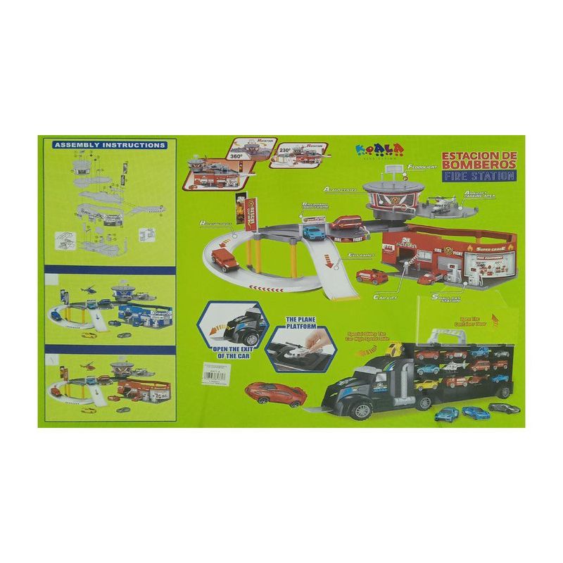 Estación de Bomberos con Rampas y Vehículos