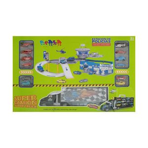 Estación de Bomberos con Rampas y Vehículos