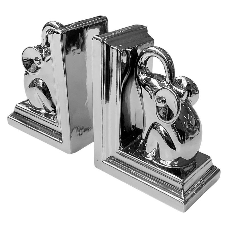 Sujeta Libros Plateado Elefantes Decorativos 2 Piezas