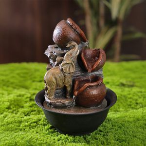 Fuente de Agua con Luz y Elefante en Cascada