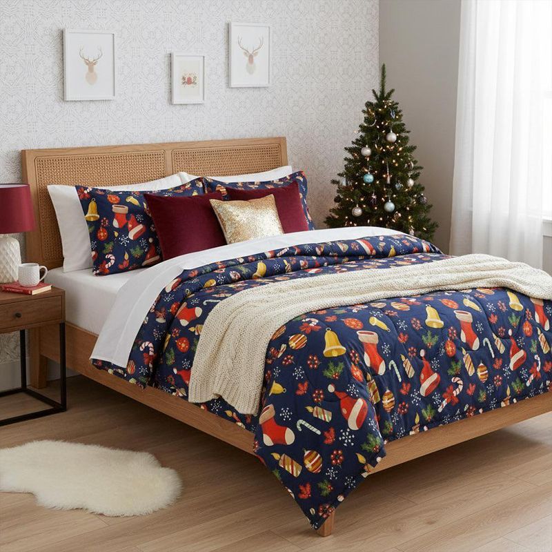 Set de Cubrecama Pinsonic Imperial con Diseño Botas Navideñas