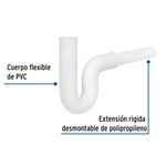 Sifón para Lavamanos Flexible 1 1/4 Plg de PVC con Extensión