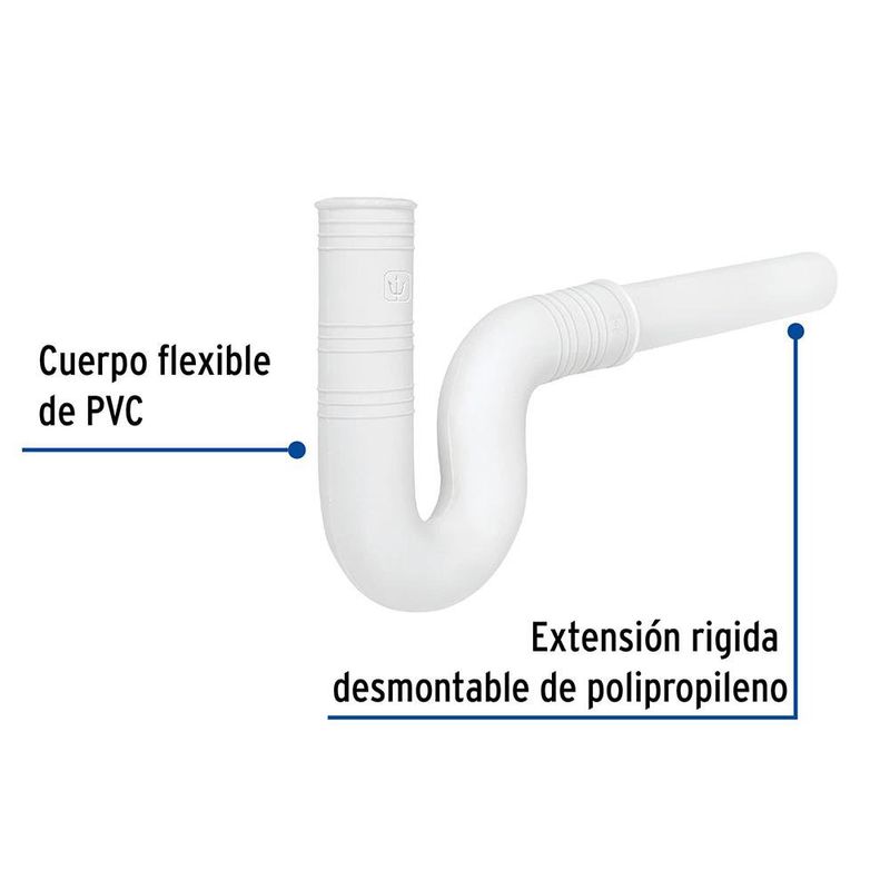 Sifón para Lavamanos Flexible 1 1/4 Plg de PVC con Extensión