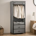 Armario Portátil de Tela con Cajones para Organización 66 x 45 x 170 cm Gris Claro