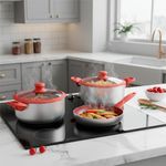 Juego de Batería de Cocina Mármol Antiadherente de 9 Pzas