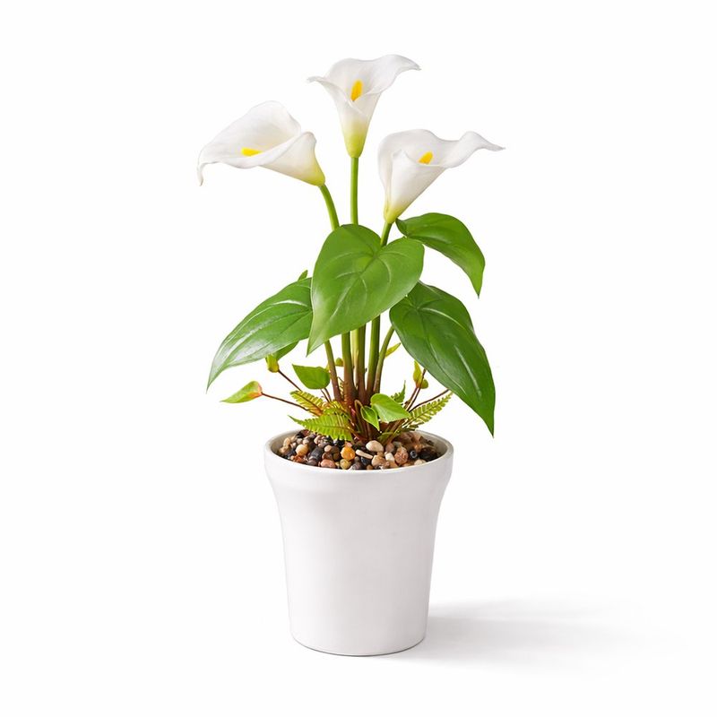 Planta Artificial de Cartuchos Blancos con Maceta Decorativa