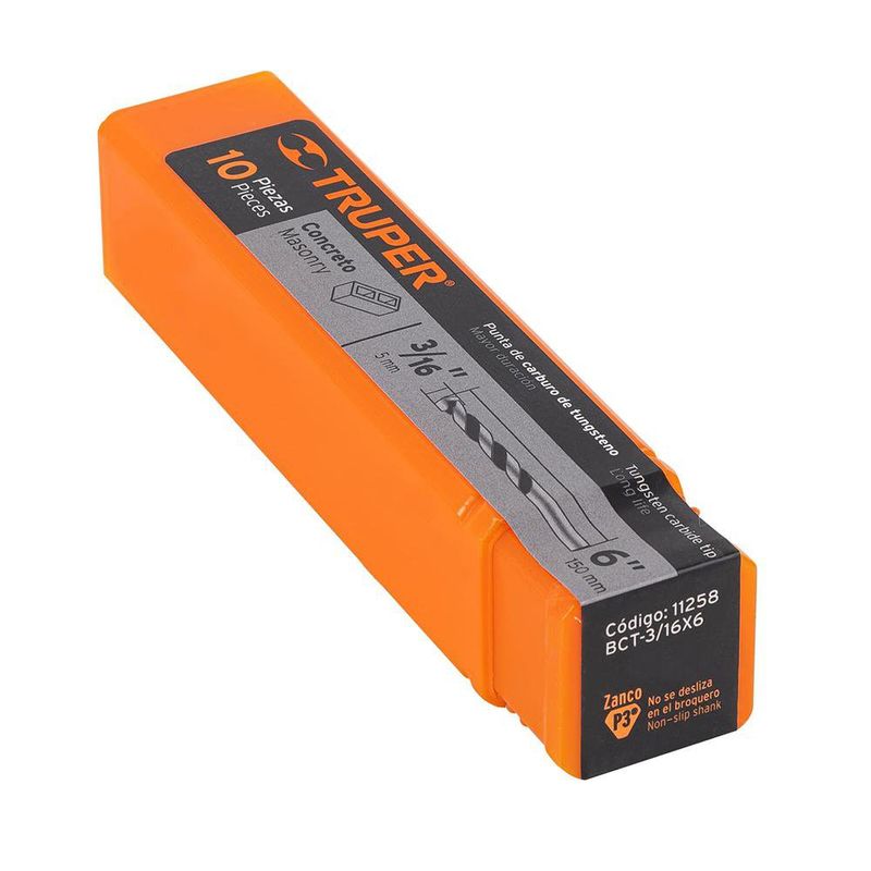 Broca para Concreto de 3/16 X 6 Plg 10 Pzas