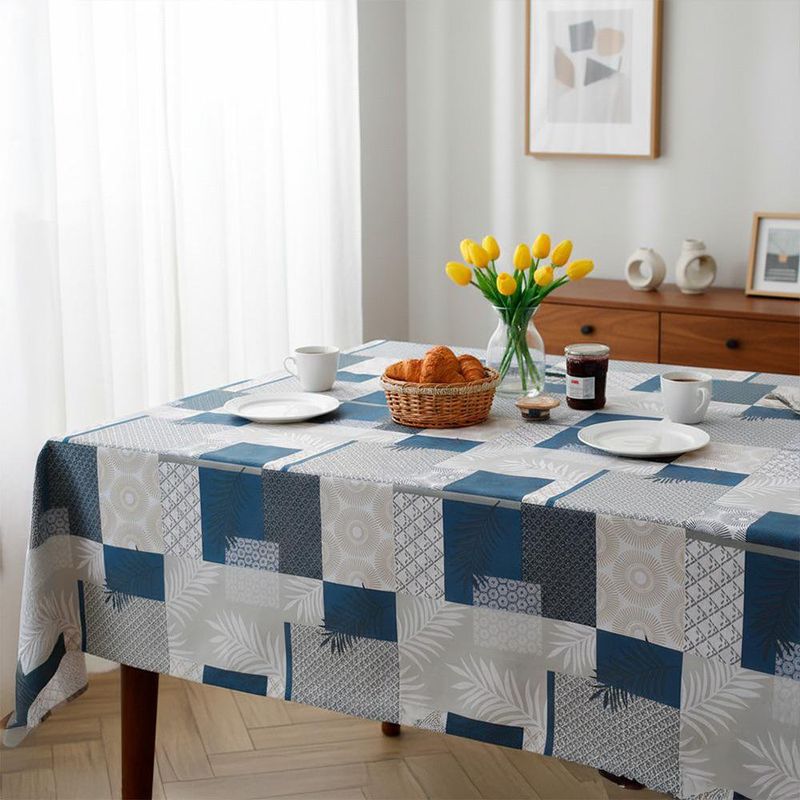 Mantel Azul Diseño de Cuadros