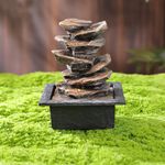 Fuente con Luz y Rocas Apiladas de 8 Niveles