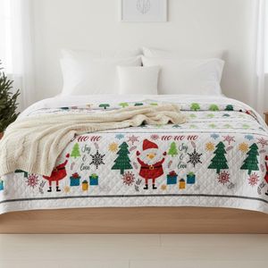 Set de Cubrecama Pinsonic Full Queen Diseño Felices Fiestas