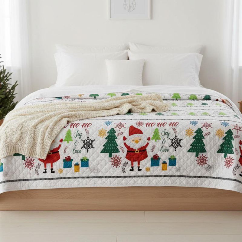 Set de Cubrecama Pinsonic Full Queen Diseño Felices Fiestas