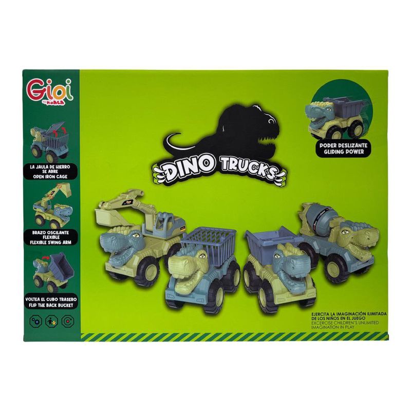 Set de 4 Vehículos de Construcción Dino Verdes