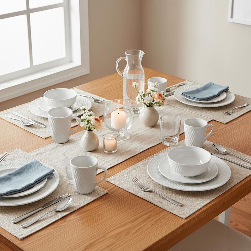 Vajilla 16 Pzas Wave Blanca