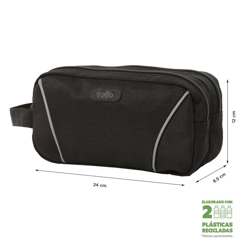 Estuche Negro con Cierre Doble