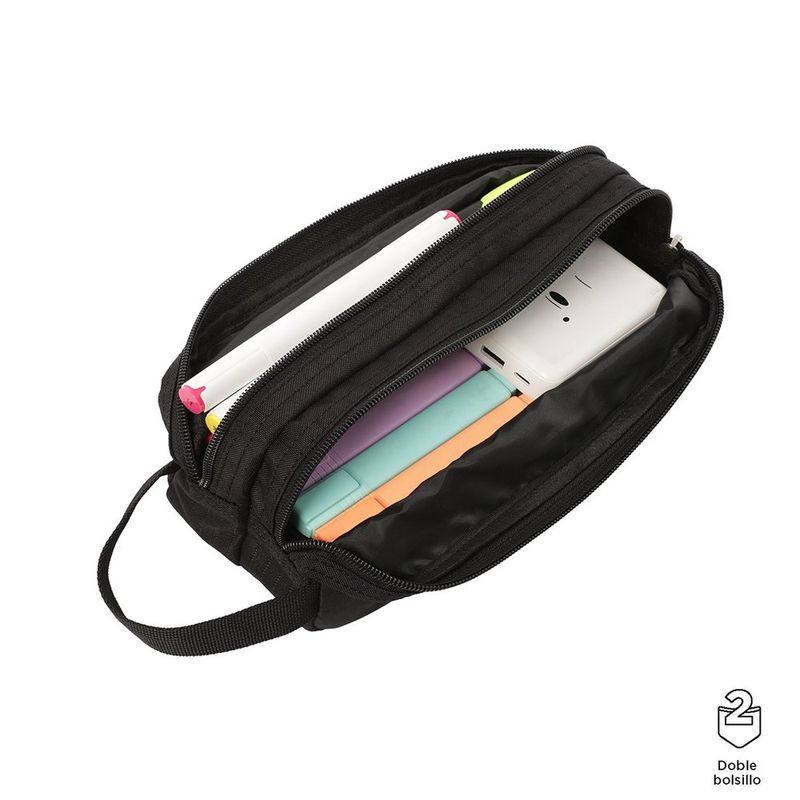 Estuche Negro con Cierre Doble