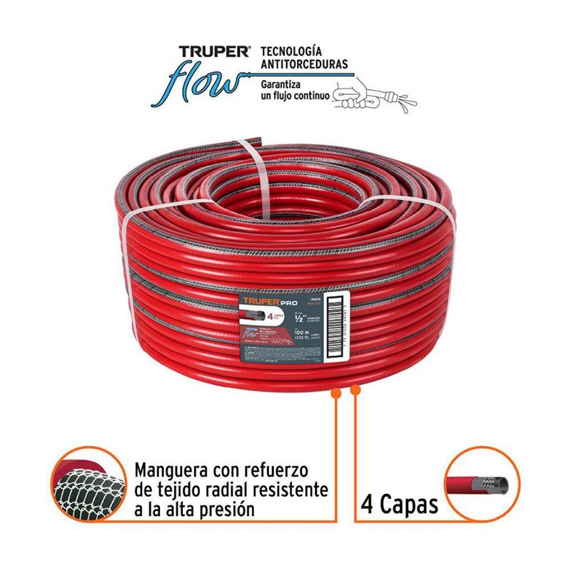 Manguera de 4 Capas Venta por Metro 1/2 Plg