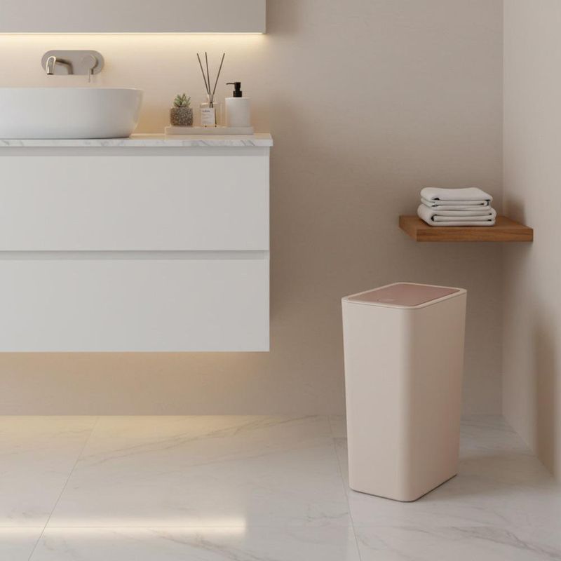 Bote de Basura Plástico Beige y Café 8 L