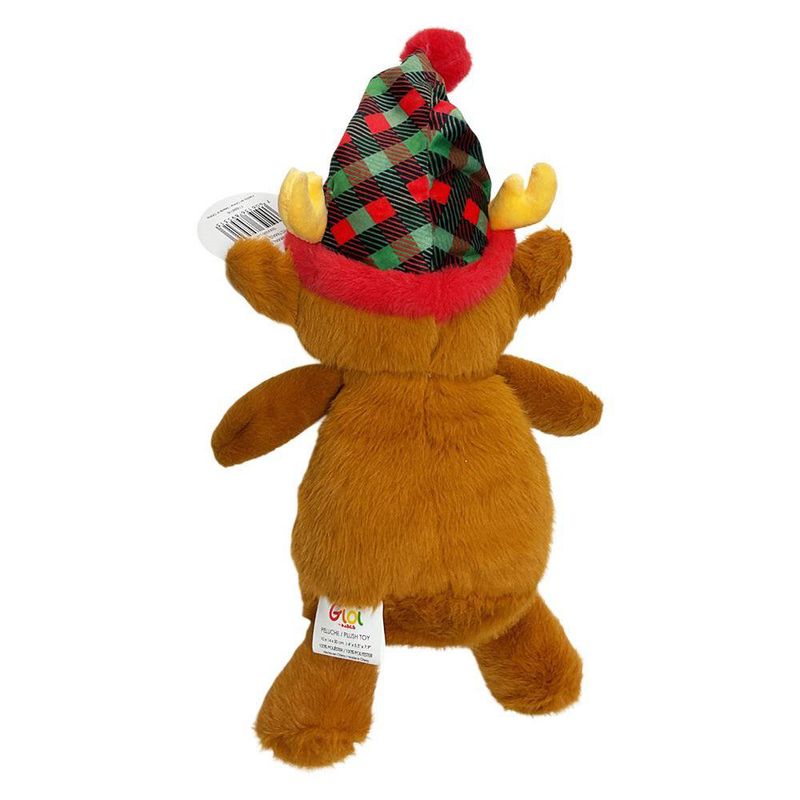 Peluche Reno Navideño con Gorro de Cuadros