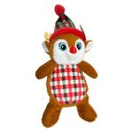 Peluche Reno Navideño con Gorro de Cuadros