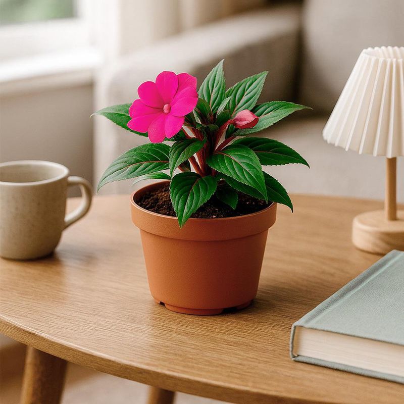 Chatia Nueva Guinea en Maceta con Flor Rosa 10.5 Cm