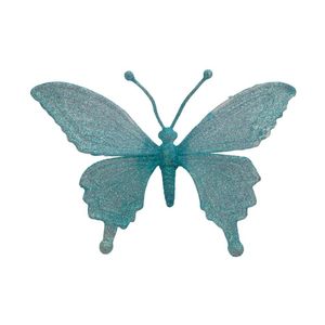 Mariposa Decorativa Azul con Brillo Escarchado
