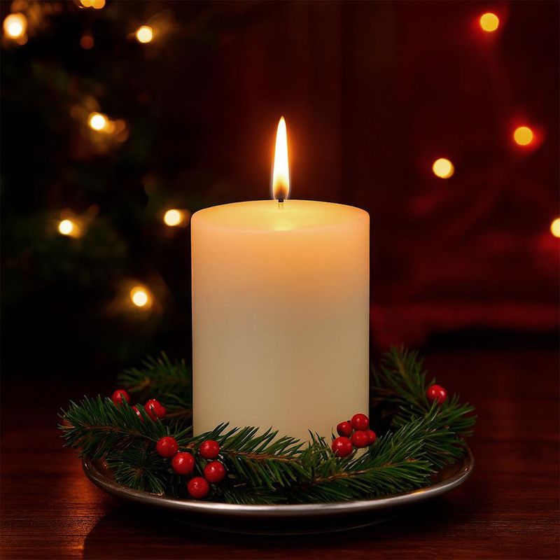 Vela Cilíndrica Beige con Aroma Mediana