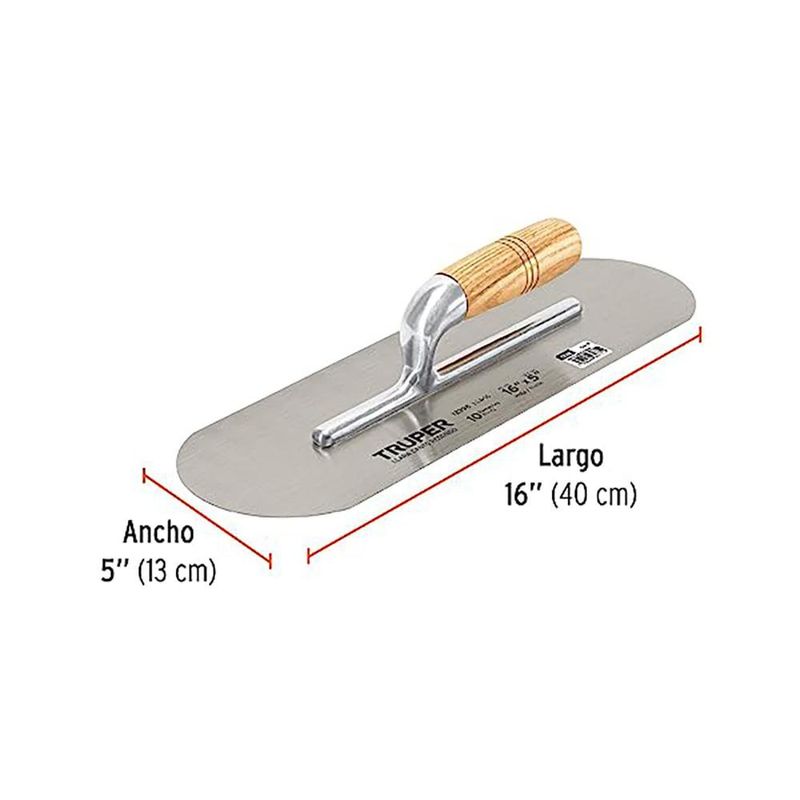 Llana Canto Redondo con Mango de Madera de 16 x 5 plg