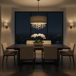 Lámpara Colgante de Techo con Pantalla de Tejido Gris 40 W