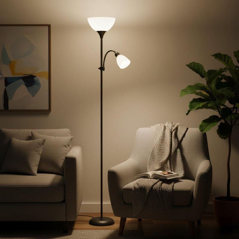 Lámpara de Pie 2 Luces Móvil 60 W