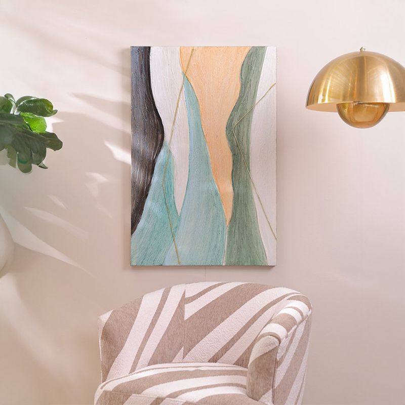 Cuadro Abstracto Aqua y Dorado en Canvas