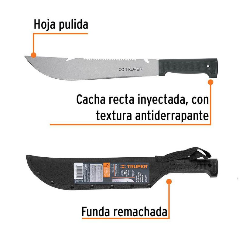Machete Tipo Rambo Cacha Naranja 12 Plg