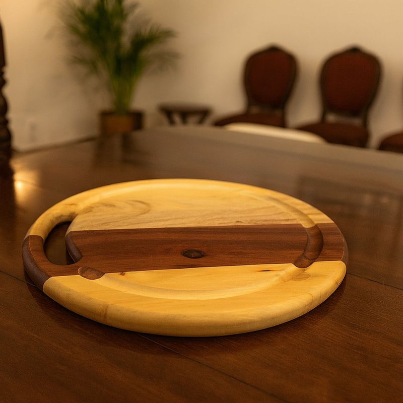 Tabla Redonda de Madera para Picar