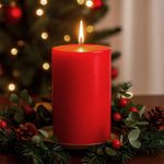 Vela Roja Cilíndrica Mediana para Decoración Navideña