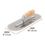 Llana Punta Redonda con Mango de Madera de 14 x 5 plg