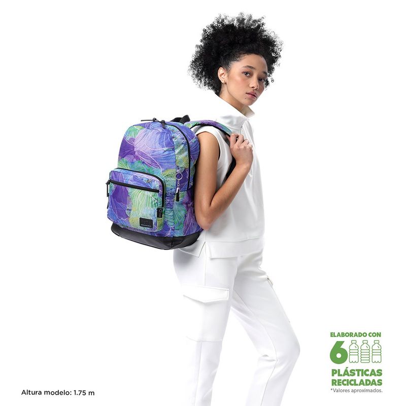 Mochila con Estampado Floral Violeta Tocax