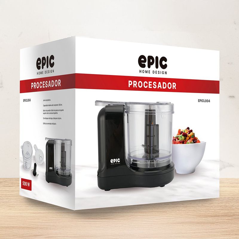 Procesador de Alimentos Negro 500 W 1.2 L