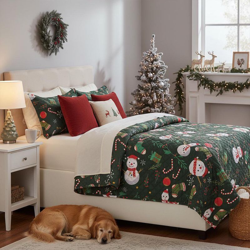 Set de Cubrecama Navideño Full Queen Diseño Frosty