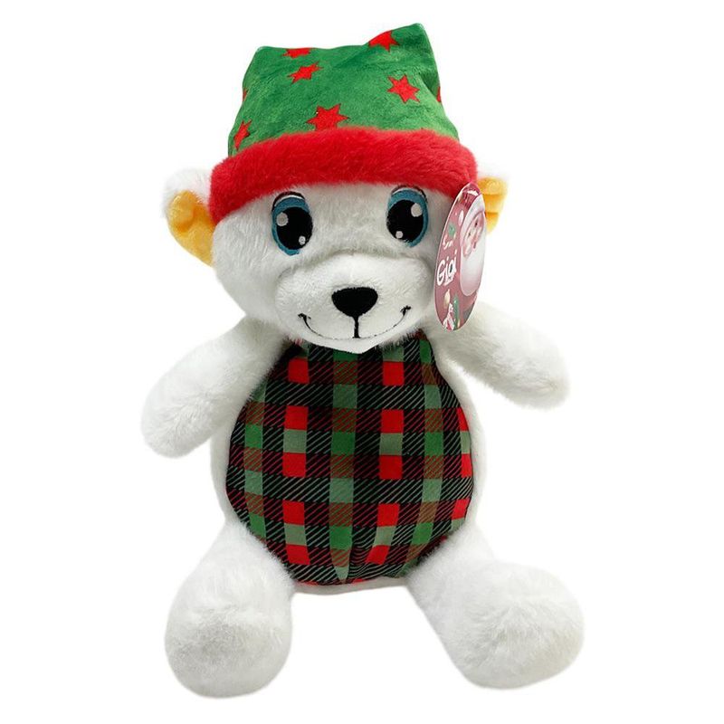 Peluche Oso Polar Navideño con Gorro Verde