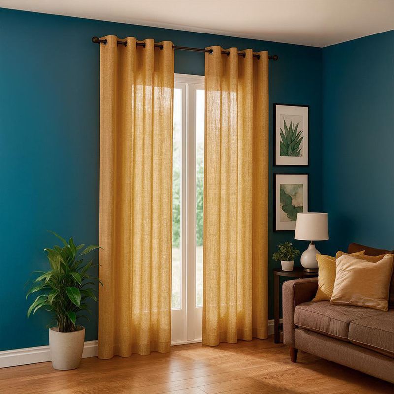 Cortina Color Mostaza Diseño Corrugado