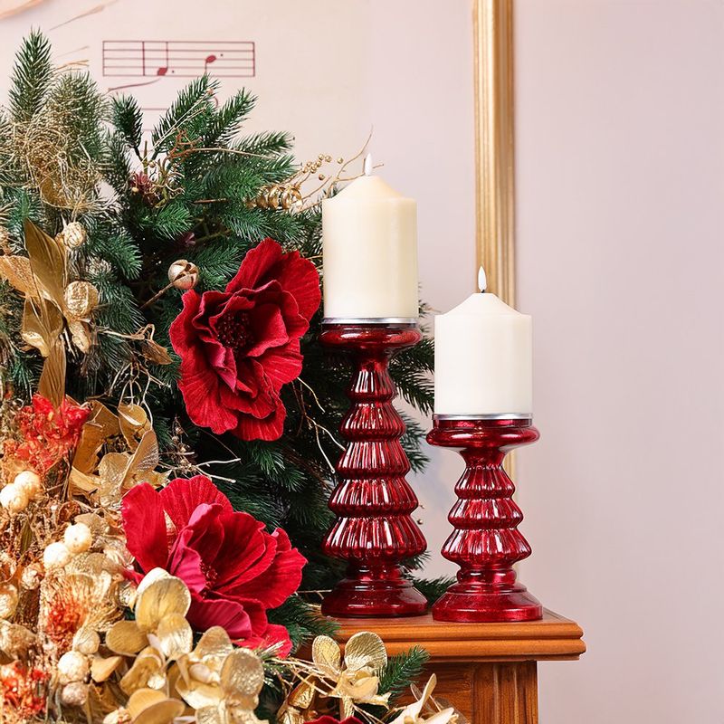 Candelero Decorativo Rojo con Detalles