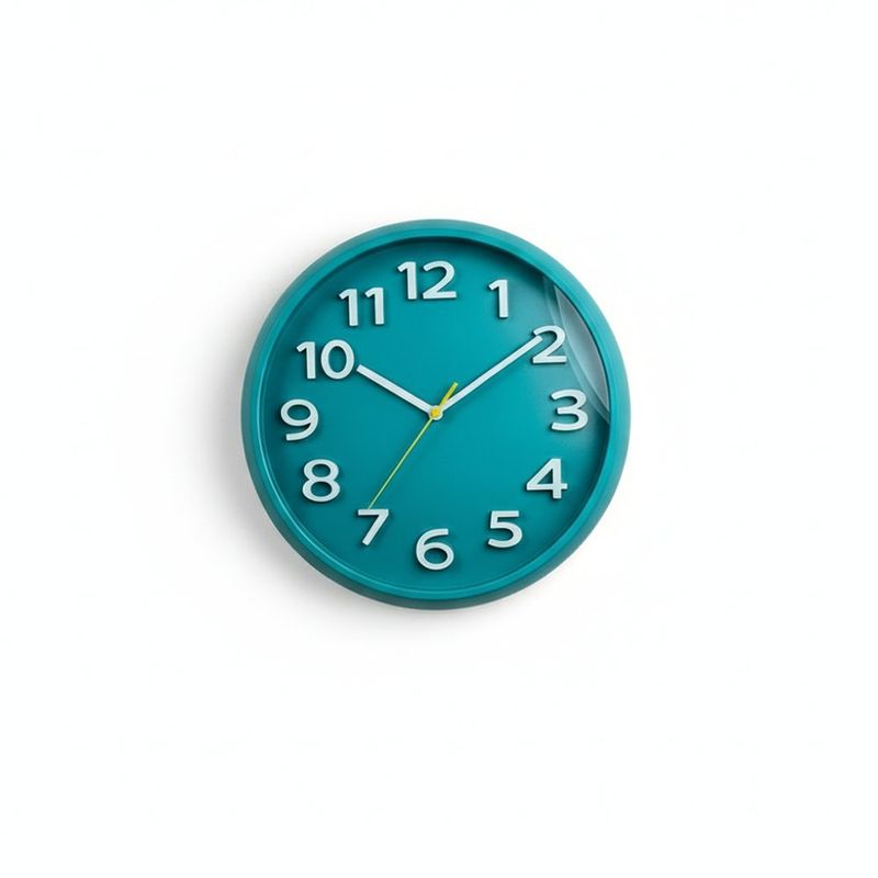 Reloj de Pared Color Aqua con Números Grandes Blancos