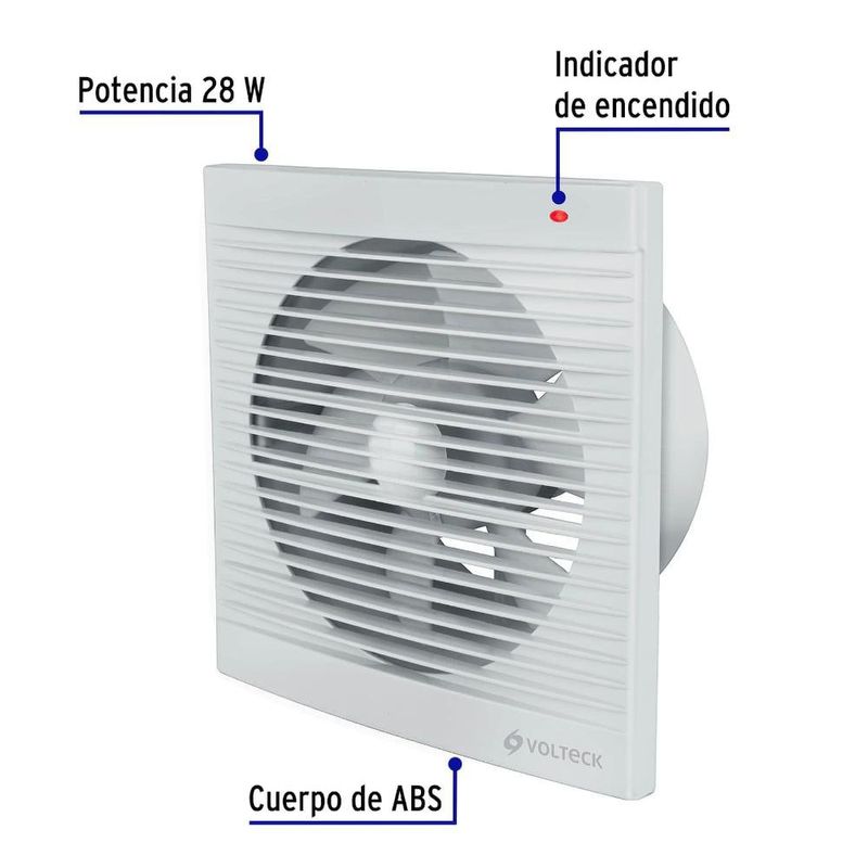 Extractor de Aire para Baño y Cocina Blanco 8 Plg 28W para Área de 20 m²