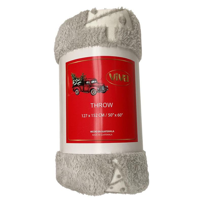 Manta Decorativa Gris Árbol Navideño 127x152 cm