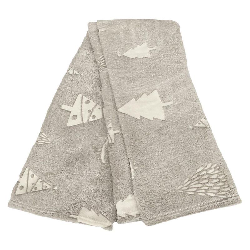 Manta Decorativa Gris Árbol Navideño 127x152 cm