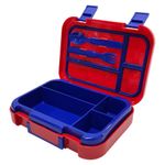 Lonchera Infantil con Divisiones y Cubiertos Azul/Rojo