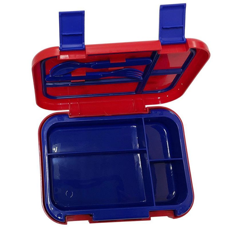 Lonchera Infantil con Divisiones y Cubiertos Azul/Rojo