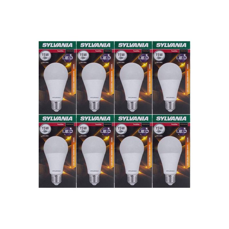 Bombilla LED Base E27 de 15W A60 Luz Cálida 8 Unidades
