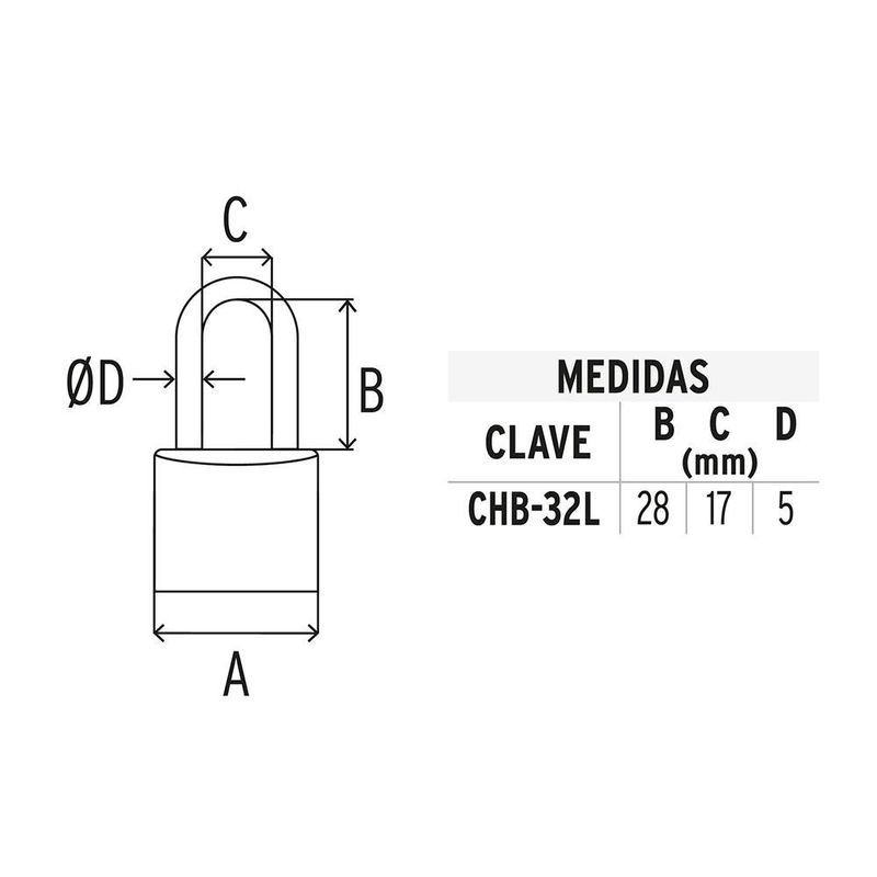 Candado de Hierro en Blíster para Seguridad de 32 Mm