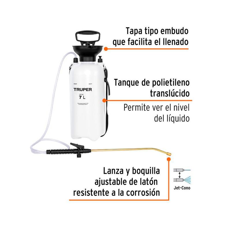 Fumigador Tipo Bomba Profesional Naranja 7 L