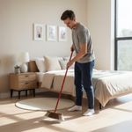 Escoba con Cerdas Bicolor y Mango Metálico